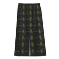 Green Heartbeat Pattern Print Cotton Front Slit Maxi Skirt