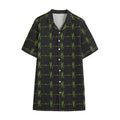 Green Heartbeat Pattern Print Cotton Hawaiian Shirt