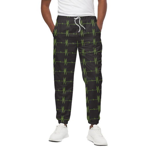 Green Heartbeat Pattern Print Cotton Pants