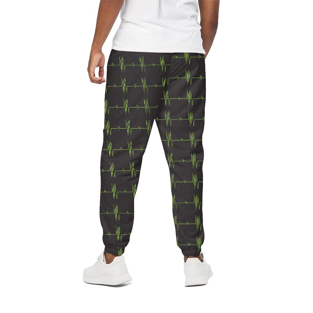 Green Heartbeat Pattern Print Cotton Pants