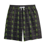 Green Heartbeat Pattern Print Cotton Shorts