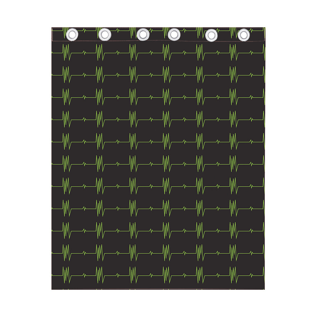 Green Heartbeat Pattern Print Curtain