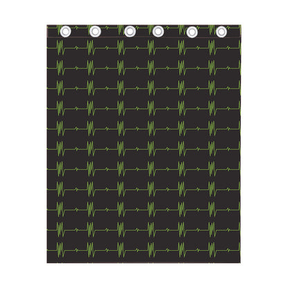 Green Heartbeat Pattern Print Curtain