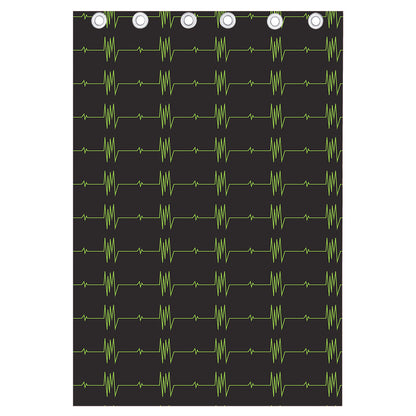 Green Heartbeat Pattern Print Curtain
