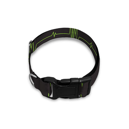 Green Heartbeat Pattern Print Dog Collar