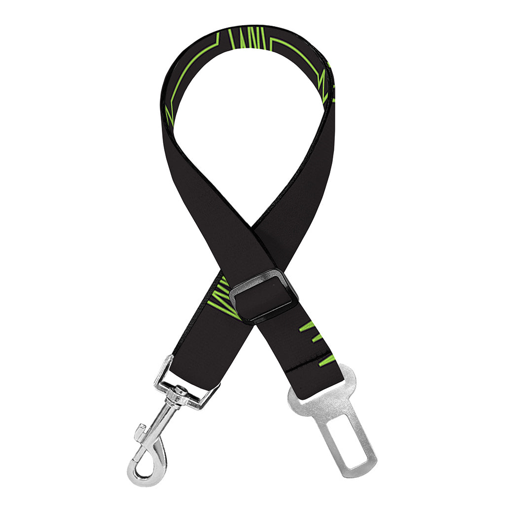 Green Heartbeat Pattern Print Dog Seat Belt