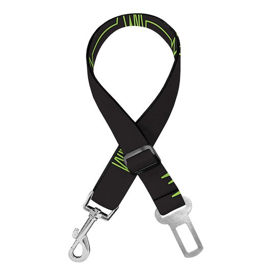 Green Heartbeat Pattern Print Dog Seat Belt