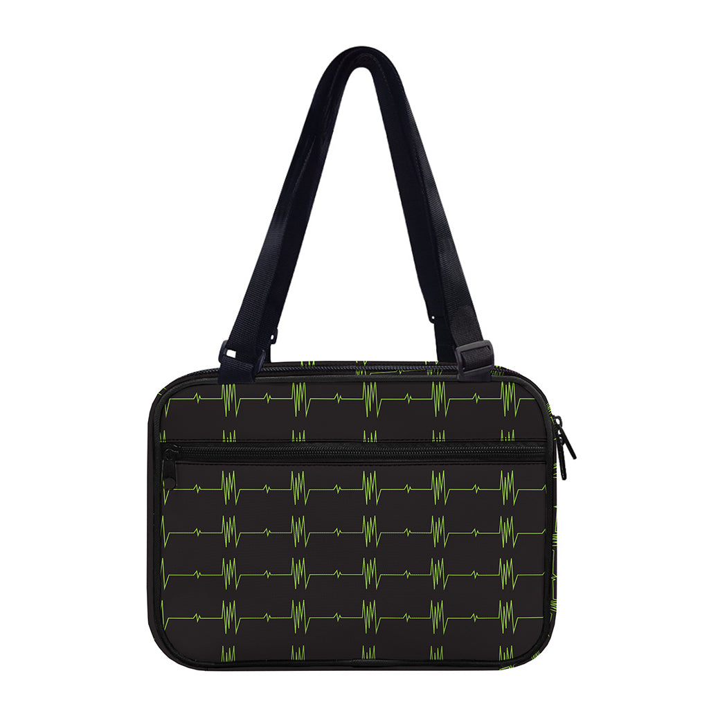 Green Heartbeat Pattern Print Double Strap Bible Bag