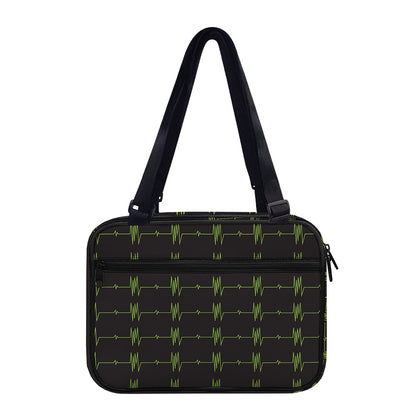 Green Heartbeat Pattern Print Double Strap Bible Bag