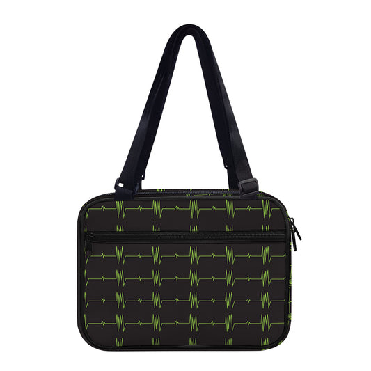 Green Heartbeat Pattern Print Double Strap Bible Bag