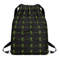 Green Heartbeat Pattern Print Drawstring Backpack