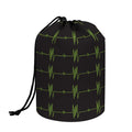 Green Heartbeat Pattern Print Drawstring Makeup Bag