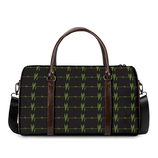Green Heartbeat Pattern Print Duffle Bag