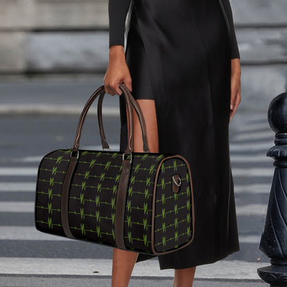 Green Heartbeat Pattern Print Duffle Bag