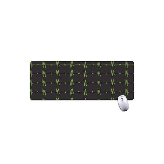 Green Heartbeat Pattern Print Extended Mouse Pad