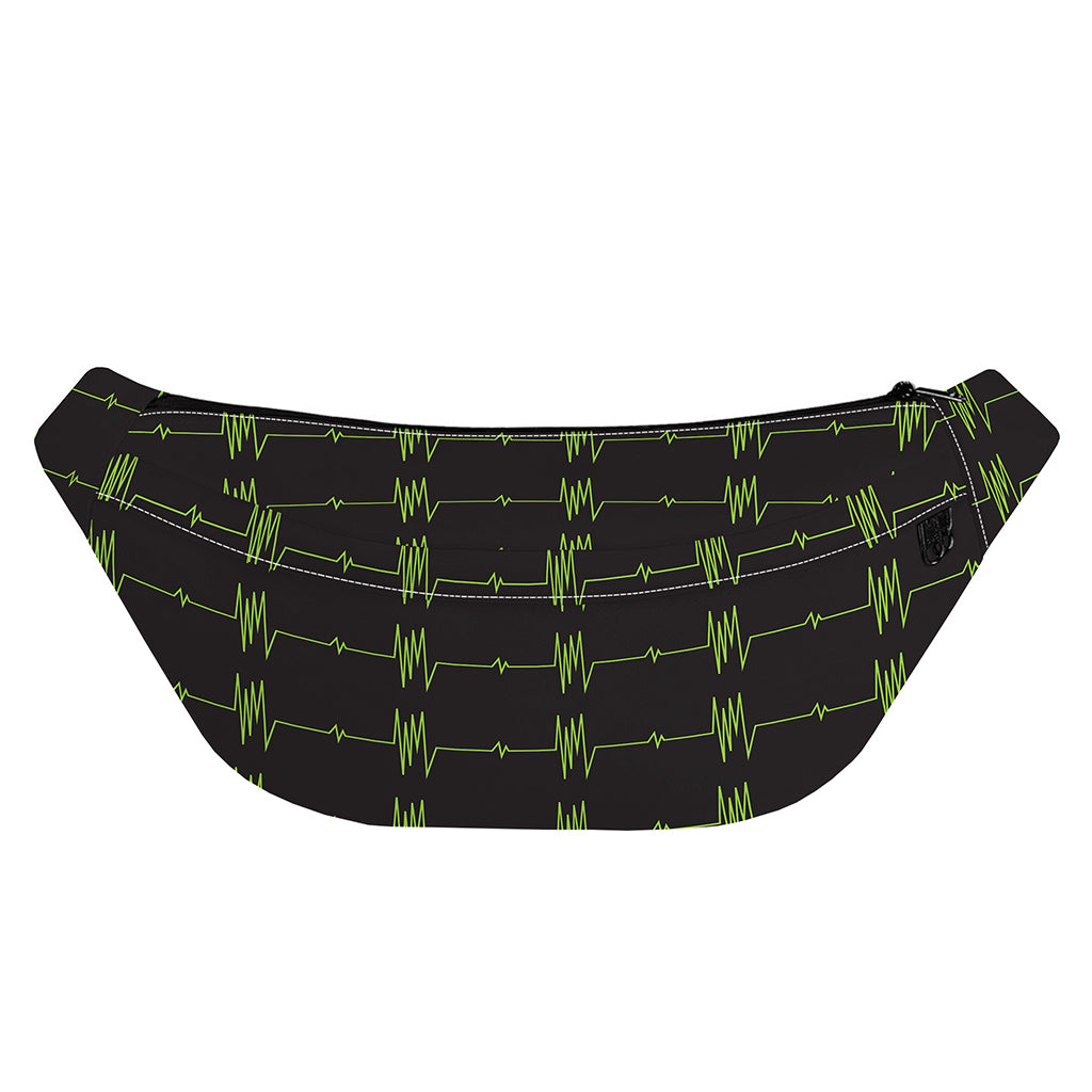 Green Heartbeat Pattern Print Fanny Pack