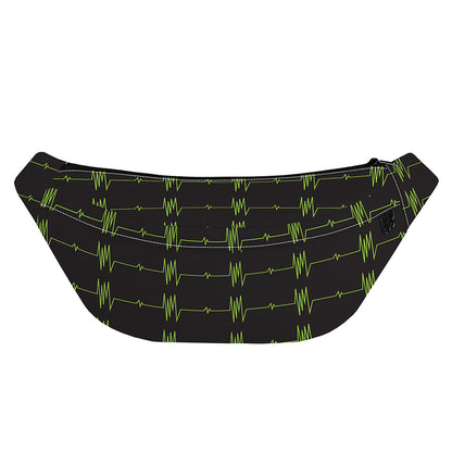 Green Heartbeat Pattern Print Fanny Pack