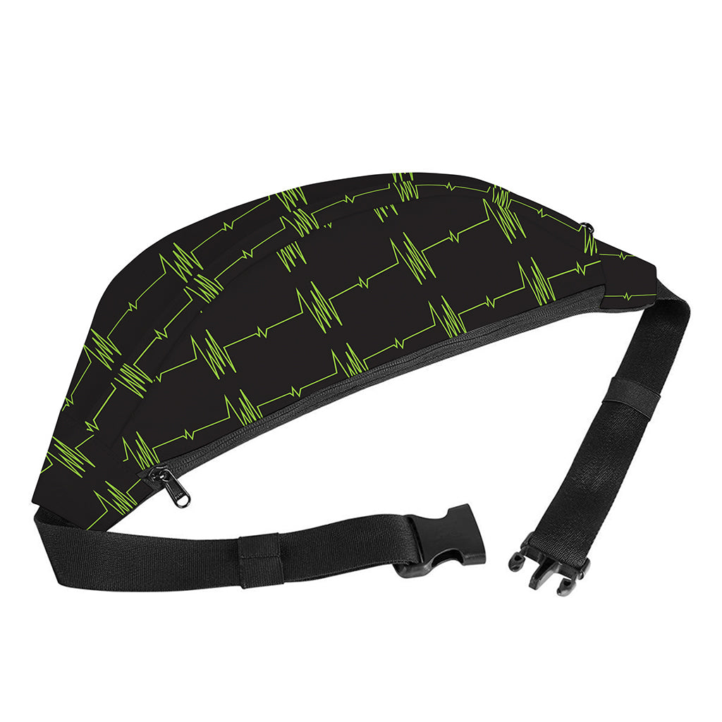 Green Heartbeat Pattern Print Fanny Pack