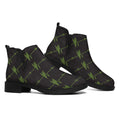 Green Heartbeat Pattern Print Flat Ankle Boots
