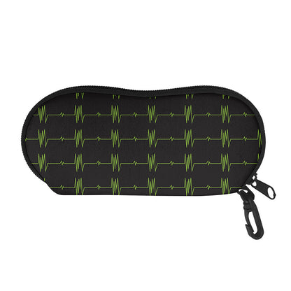 Green Heartbeat Pattern Print Glasses Case