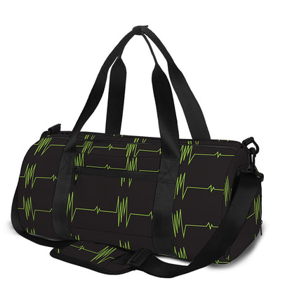 Green Heartbeat Pattern Print Gym Bag