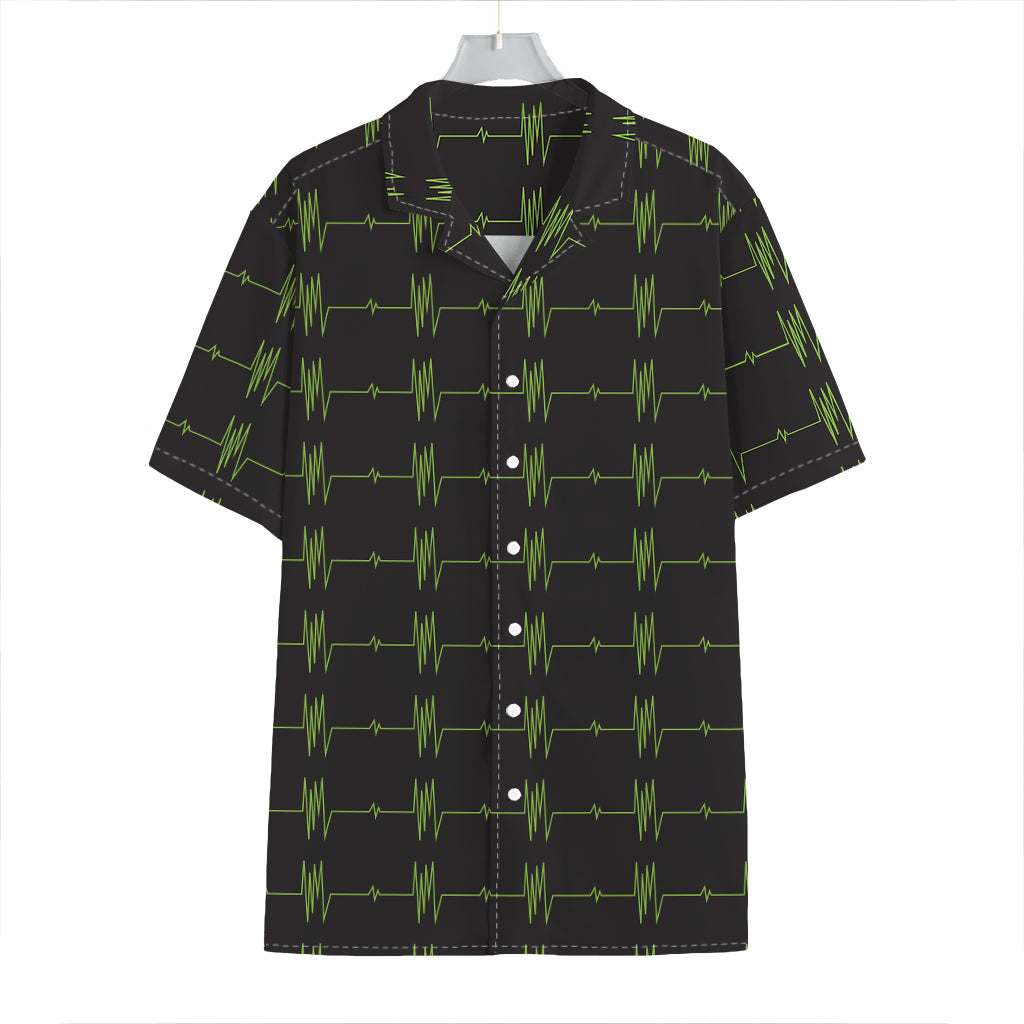 Green Heartbeat Pattern Print Hawaiian Shirt