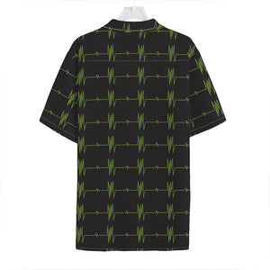 Green Heartbeat Pattern Print Hawaiian Shirt