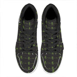 Green Heartbeat Pattern Print High Top Leather Sneakers