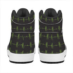 Green Heartbeat Pattern Print High Top Leather Sneakers