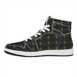 Green Heartbeat Pattern Print High Top Leather Sneakers