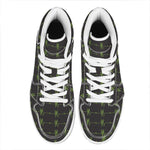 Green Heartbeat Pattern Print High Top Leather Sneakers