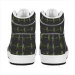 Green Heartbeat Pattern Print High Top Leather Sneakers