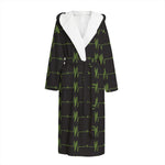 Green Heartbeat Pattern Print Hooded Bathrobe
