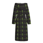 Green Heartbeat Pattern Print Hooded Bathrobe