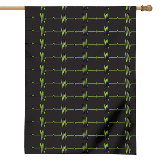 Green Heartbeat Pattern Print House Flag