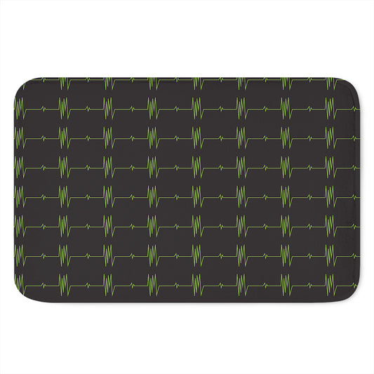 Green Heartbeat Pattern Print Indoor Door Mat