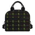 Green Heartbeat Pattern Print Insulated Lunch Bag