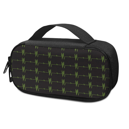 Green Heartbeat Pattern Print Insulin Cooler Travel Case