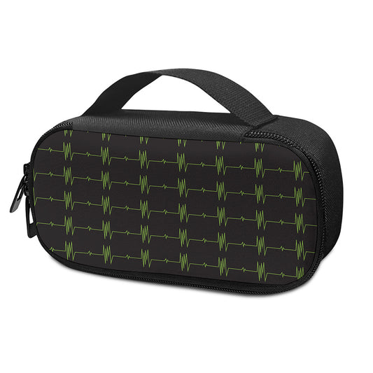 Green Heartbeat Pattern Print Insulin Cooler Travel Case