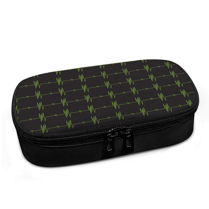 Green Heartbeat Pattern Print Insulin Cooler Travel Case