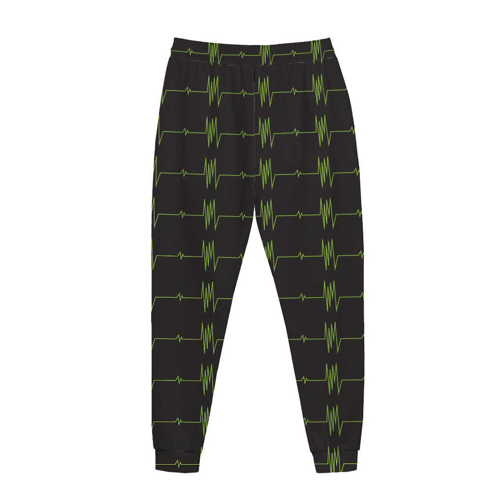 Green Heartbeat Pattern Print Jogger Pants