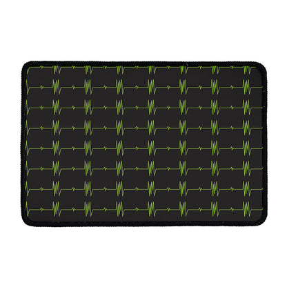 Green Heartbeat Pattern Print Kitchen Mat