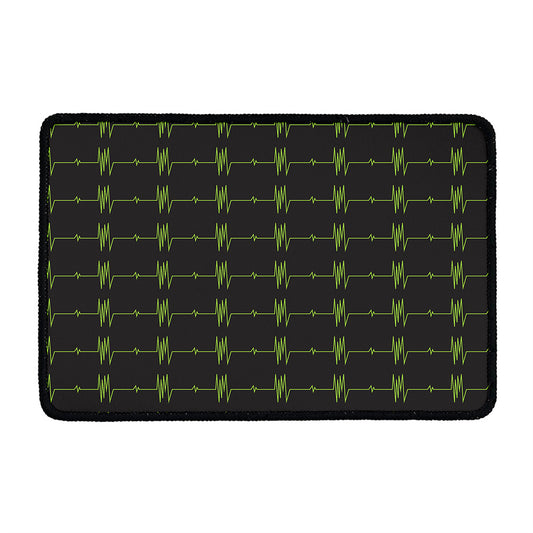 Green Heartbeat Pattern Print Kitchen Mat