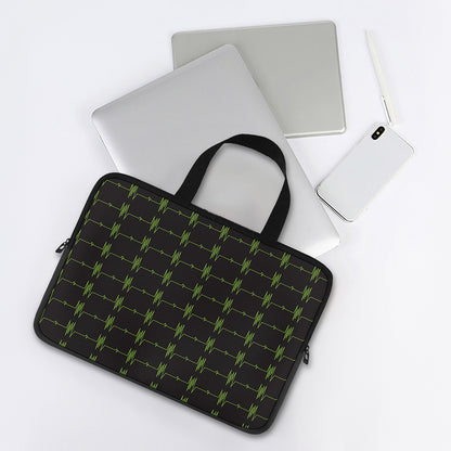 Green Heartbeat Pattern Print Laptop Sleeve With Handle