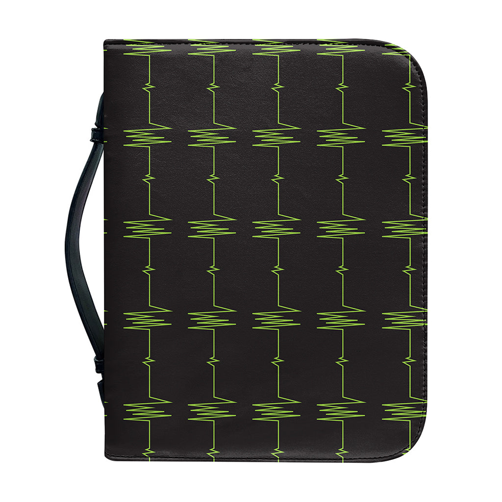 Green Heartbeat Pattern Print Leather Bible Cover
