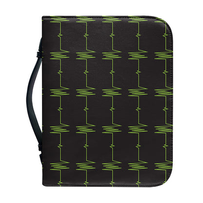Green Heartbeat Pattern Print Leather Bible Cover