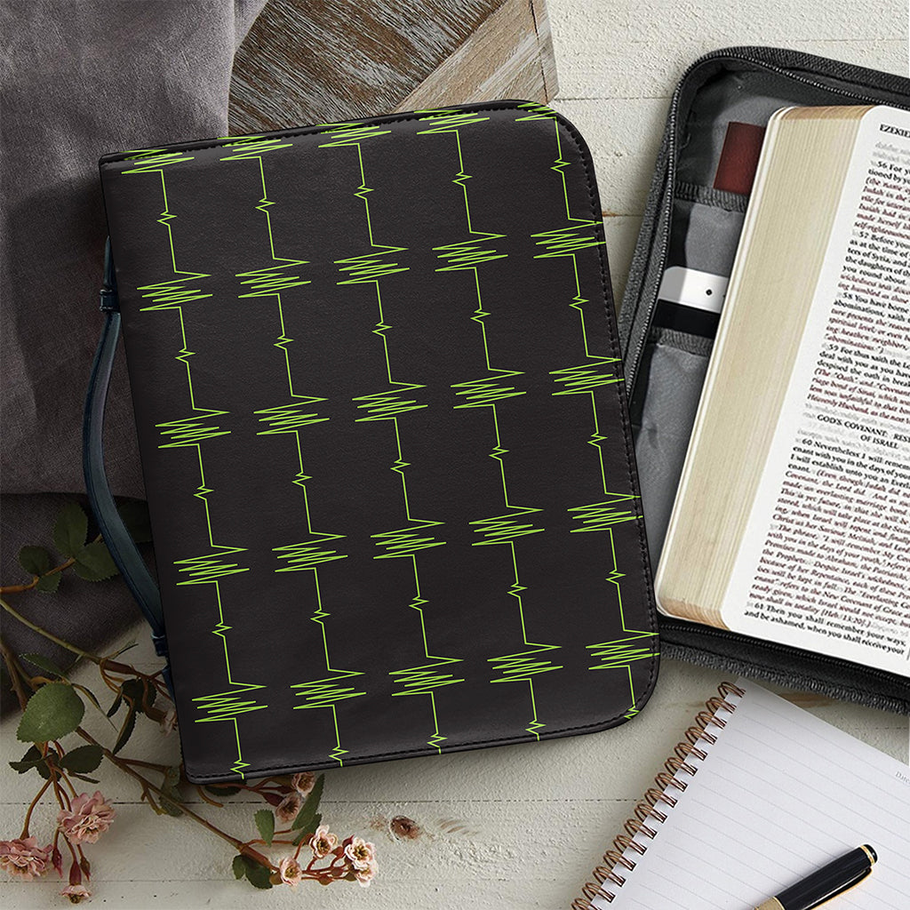 Green Heartbeat Pattern Print Leather Bible Cover