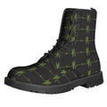 Green Heartbeat Pattern Print Lace-Up Boots
