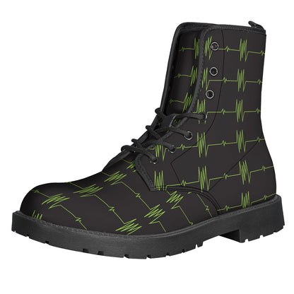 Green Heartbeat Pattern Print Backpack