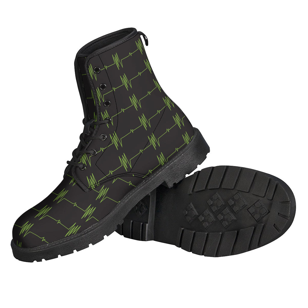 Green Heartbeat Pattern Print Backpack